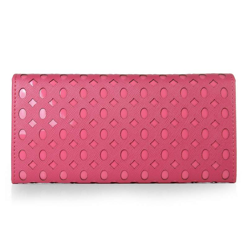 Knockoff Prada Real Leather Wallet 1141 rose red - Click Image to Close